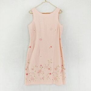 Dressbarn Crewneck Sleeveless Embroidered Pink Casual Dress P6168